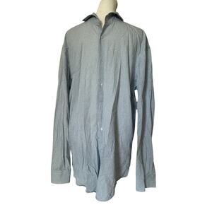 Hugo Boss Slim Fit Men’s Dress Shirt 17.5 | Blue Geometric Print Long Sleeve